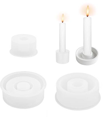 Sanrolax 2 Stück Silikonform Kerzenhalter Gießform Stabkerze, Silikonform für Weihnachten DIY Gießen Wohnkultur, weiß