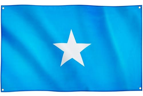 Runesol Somalia Flag, 91x152cm, 3ft x 5ft, 4 Grommets, Eyelet In Every Corner, Isra and Mi’raj, Somalian Flag, Somali, Star of Unity, Premium Flags, Inside, Outside, Vivid Colours