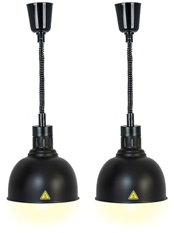 Lampada Scaldavivande, Lampada Riscaldante per Alimenti, Lampada di Calore Buffet per Mantenere il Cibo Caldo, Scaldavivande per Casa e Cucina, Lampadina da 250W, Nero(Size:2pcs)