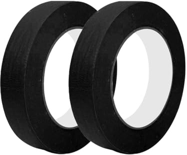 Qrity 2 Stück Abdeckband, 24mm x 50m, Malerkrepp Abdeckband, Malerkrepp für Malerarbeiten und Dekoration, Schwarz