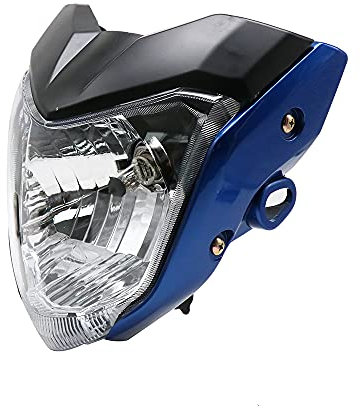 AYKANING Motorrad Hauptscheinwerfer,Motorrad Scheinwerfer 4 Farbe Motorrad Scheinwerfer Kopf Licht Mit Birne Bracket Montage Passend Für Fz16 Ys150 Fzer150 Kopflampe Licht(Color:Blue)