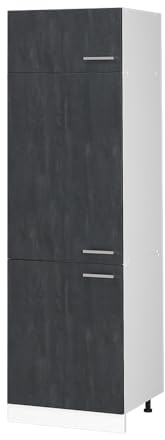 Vicco Livinity Armadio frigorifero R-line, Calcestruzzo nero/Bianco, 60 cm