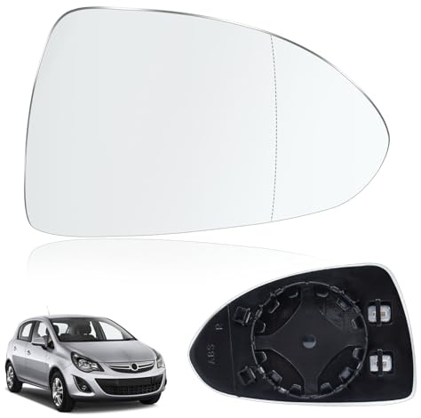 Spiegelglas für Opel Corsa D 2006-2014 Corsa E 2014-2019 Außenspiegel Glas Beifahrerseite Beheizbar Ersatzspiegelglas Außenspiegel Asphärisch Auto Spiegelglas Rechts Seitenspiegel Glas Ersatz