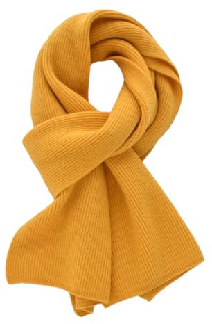 Rfmfkkg Einfarbiger warmer dicker Wollschal für Erwachsene, Kaschmir-Strickschal, Damen oder Herren, Winterschal, gelb, Adults 152CM