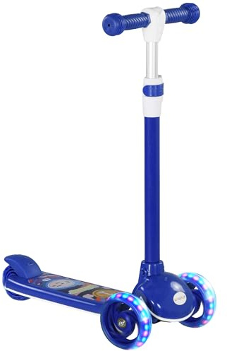 AIYAPLAY Trottinette pour Enfant - Trottinette 3 Roues Lumineuses LED - Hauteur Guidon en TPE réglable - Frein à Friction arrière - Acier PP pour Enfants de 2 à 6 Ans Bleu