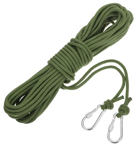 sourcing map 15m Hollow Braided Polypropylene Anchor Rope with Hook, 6mm Nylon Floating Line for Marine Pool Life Boat Anchor Rope, Army Green