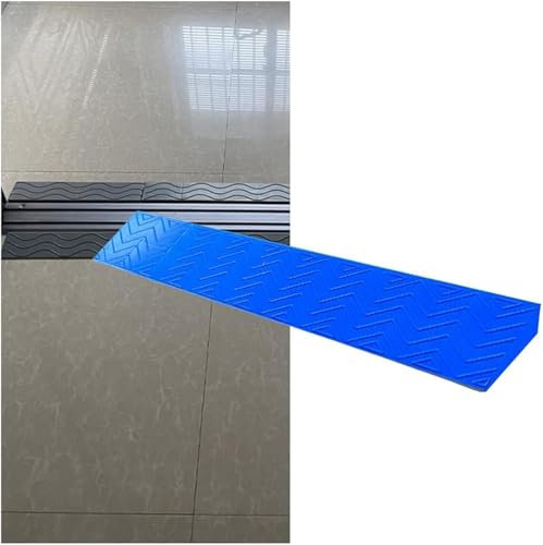 Schwellenrampe, Rollstuhlrampe, Trolley-Stufenrampe aus Kunststoff, dreieckige Rampen, rutschfestes Schrägkissen für Einfahrten, Stufen, Treppen, 5 Farben, 12 Größen (Blau, 100 x 13 x 6 cm)