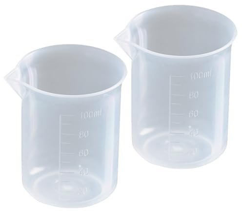2PCS 100ml Transparent Measuring Cups Graduated Beaker Liquid Measuring Jugs for Lab Household Kitchen Cooking Baking Measure Tool