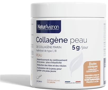 Laboratoire NaturAvignon Collagene marin hydrolysé type 1&3 | Beauté de la peau, rides, hydratation | Collagene et acide hyaluronique | collagene marin poudre 5g par portion | Fabriqué en France 210g