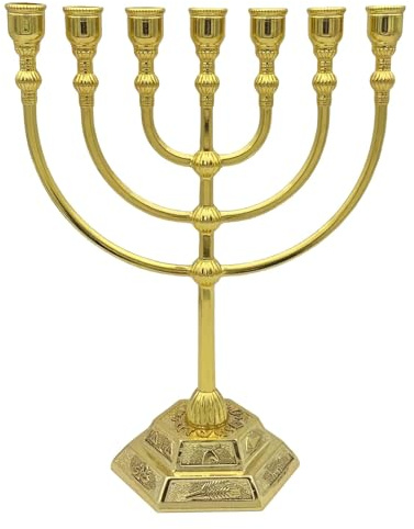 Traditioneller Menora-Kerzenhalter, 7 Zweige, Jerusalem-Tempel-Design, ideal für Heimdekoration und Gebet