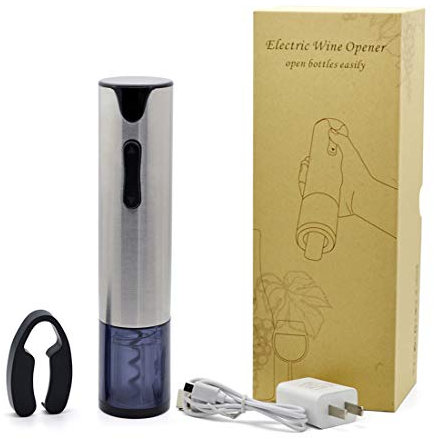 QTANZIQI Apri di Vino Elettrico, apribottiglie di Vino, Kit di Apertura del Vino Ricaricabile in Acciaio Inossidabile con taglierina