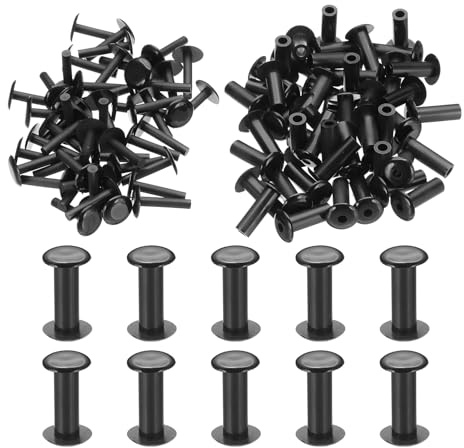 PATIKIL M5x15mm Perno Di Plastica A Pressione, 50 Set Perni Di Plastica Chicago Screws Viti A Pressione Rivetto Perno Fermaglio Per Album Fotografici E Scrapbook In Pelle, Nero
