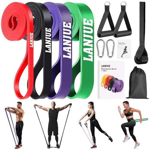 4 Pcs Elastique Musculation, Elastique Sport Bande Elastique Musculation avec Sac Ancrage de Porte, Bande de Résistance Bande Elastique Fitness pour Entraînement Gym Fitness Pilates Yoga
