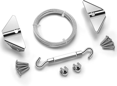 Anti-Sag Door Kits for Wooden Fence, Silver Door Support Cable Kit in Zinc