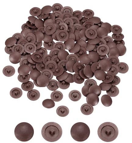 sourcing map 180Pcs Screw Caps Covers 12x3mm Plastic Screw Decoration Cover Self-Tapping Screw Cover Waterproof Caps for Phillips Cam Fitting Screw Head, Dark Brown