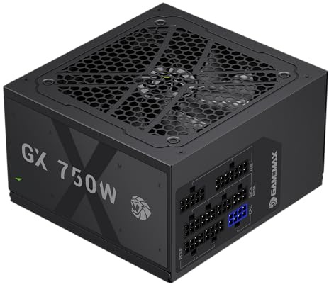 GAMEMAX GX 750GF Netzteil PC 750W Vollmodulares ATX 3.0 mit 12V-2x6-Kabel & PCIe 5.0 Support, 80 Plus Gold, All-solid capacitors, 120mm FDB Lüfter, Geprägte Flachkupferkabe, 10 Jahre Garantie, Schwarz