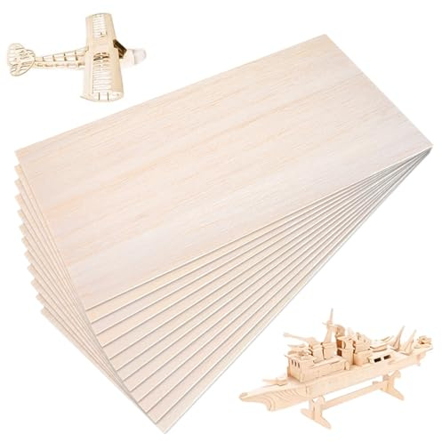 Balsa Wood Sheets, 12 Pack 200x100x1mm Thin Wood Sheets, Wood Board for DIY Crafts, Painting, Engraving, Woodworking, Home Decor and Art Projects(200 * 100 * 1mm)