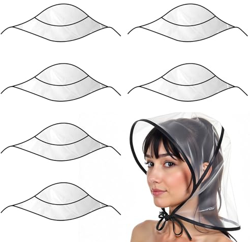 Larrel Rain Hat for Women Waterproof, 6 Pcs Reusable Practical Rain Caps for Women PE Material Clear Waterproof Hat for Protect Hairstyle Makeup Woman Female