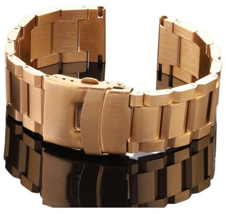 HMFANG Klockarmband i rostfritt stål Kvinnor Män Metall Klockarmband Länkarmband 18 mm 20 mm 22 mm 24 mm Tillbehör Silver Rose Guld Svart(Gold,24mm)