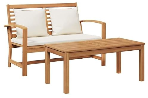 Eleganz Gartensofa-Set 2-teilig aus Teak-Massivholz - Langlebiges Garten-Sofa für Terrasse & Balkon - Wetterfestes Sitzmöbel für Outdoor-Bereich
