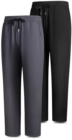 BULLIANT Joggings Uomo 2 Pezzi,Pantaloni Sportivi Lunghi Freizeithose Trainingshose(Nero/Grigio Scuro,XL)