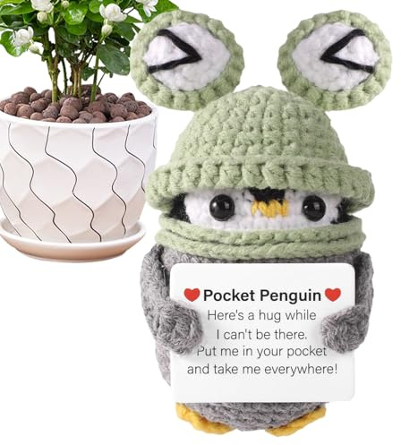 Pinguin Häkeltier - 10 cm Ermutigendes Strickspielzeug - Heimdekoration Häkelpuppe - für Jugendliche Erwachsene Weihnachten Kollegen Arbeiter Handwerkliebhaber Sammler Home Travel Schreibtisch