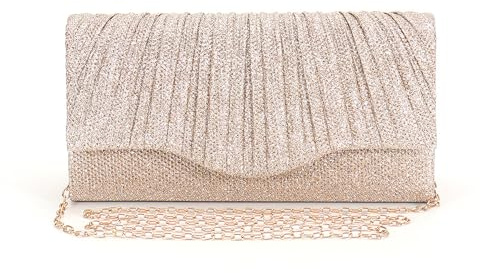 Culinavog Pochette Scintillante, Sac de Soirée Élégante, avec Chaîne d'Épaule Amovible, Polyvalente en Tant Que Pochette, Sac à Main de Soirée pour Mariage, Fête, Occasions Festives