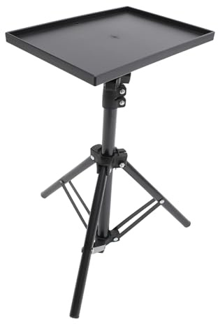 POPETPOP Supporto per Proiettore Treppiede Regolabile 1,1 M, Vassoio per Laptop Leggero Mensola Portaoggetti, per Ufficio, Sala Conferenze e Casa, Materiale Abs e Metallo, Borsa Inclusa