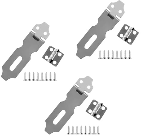Funver 3 Pack 2-Inch Stainless Steel Padlock Hasp, Heavy Duty Door Latch with Concealed Screws, Corrosion-Resistant Hasp for Shed Gate Cabinet Cage & Locking Hardware (Silver)
