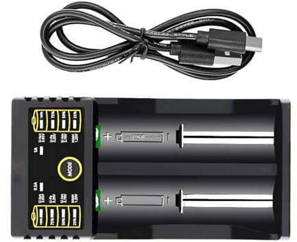BUBEFSKD 3. Batteria USB A Doppia velocità I 202 per Batterie Ricaricabili 18650 18350 18490 Indicatori LED da 500 1000 Ricarica Intelligente della Batteria Ni