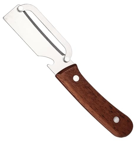 Multi-Functional Vegetable Peeler, Stainless Steel Fruit Peeler with Bottle Opener & Wooden Handle Practical Kitchen Food Veggie Tool Gadget Accessories Supplies for Apple Potato Mango Kiwi