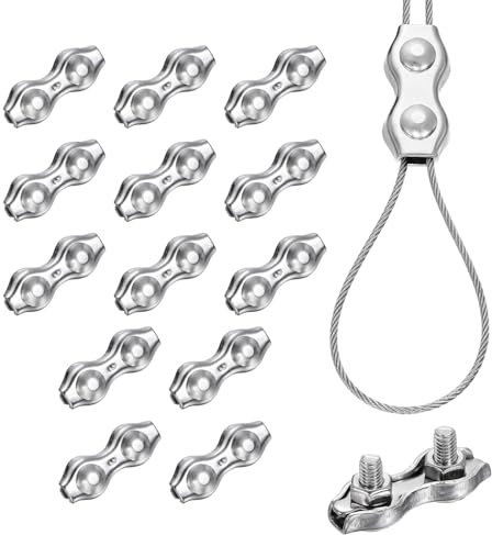 PATIKIL 14 Stück Duplex Drahtseilklemme M4 Duplex Bolzen Seilklemmen Silber | Kabelklemmen, 4 mm Drahtseil, Für 1.5 mm Durchmesser, Für Rigging Zelt Geländer System
