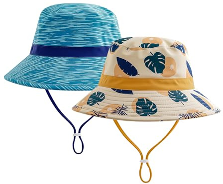 MASOCIO Gorro Bebe Niño Niña de Sol Verano 2 Piezas Gorra Bebé Pescador Proteccion Filtro UV Solar UPF 50 Sombrero 3 4 5 Playa Exteriores Edad 2-6 Años Multicolor 1
