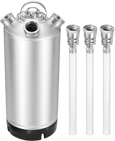 Dbgogo 5 Gallon Kegerator Cleaning Kit, 304 Stainless Steel Beer Line Cleaning Kit with 3 D Coupler Keg Cleaning Kit Beer Line Cleaner with Ergonomic Carry Handle Pressure Release Valve Lid