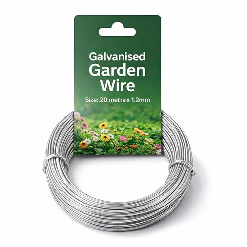 Galvanised Steel Garden Wire 20 M x 1.2 MM Strong, Multi-Purpose, Rustproof for Garden Plant Support, Ties, Wire Fencing, Craft, DIY Projects