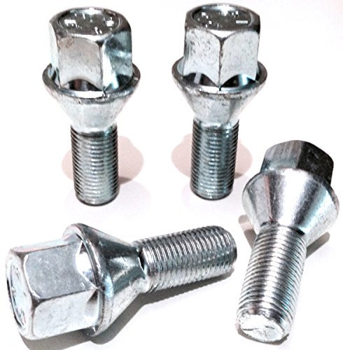 Alloy wheel bolts, Zinc plated M12x1.5 (M12 x 1.5) Taper seat, 17mm hex, 26mm thread length. Set of 4 wheel bolts (BM002)