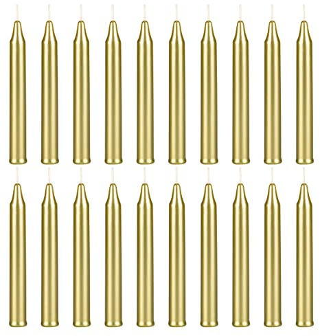 Mega Candles 20 pcs Unscented Gold Exquisite Mini Taper Spell Candles, 4 Inch Tall x 1/2 Inch Diameter, Magic Chimes, Enchantment, Casting Rituals, Witchcraft, Wiccan, Altar, Metaphysical
