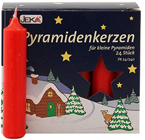 24er Pack Pyramidenkerzen klein, rot ca. 14 x 74 mm (24 x 24 Stück) Weihnachtskerzen, Adventskerzen, Christbaumkerzen, Baumkerzen, Kerzen