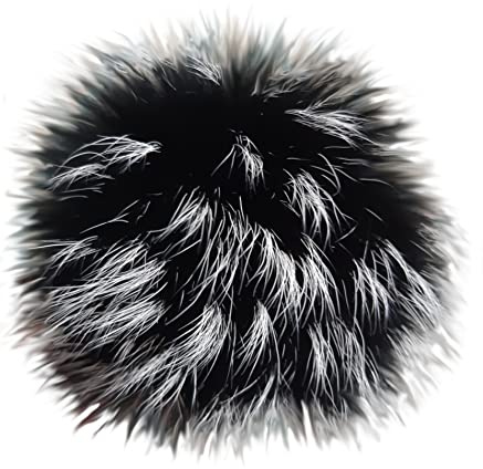 MERRYLAND Echtfellbommel Schwarz mit weissen Spitzen ECHTFELL Bommel Real Fur Pompom Handmade Fellbommel Echt Fell Bommel Pelz Waschbär Raccoon