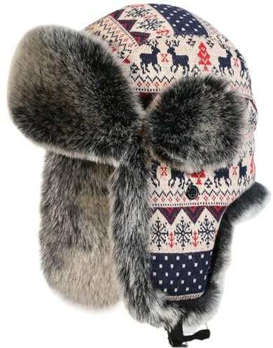 Insun Unisex Wintermütze Gestrickt Fliegermütze Pilotenmütze Russenmütze Ohrenschützer