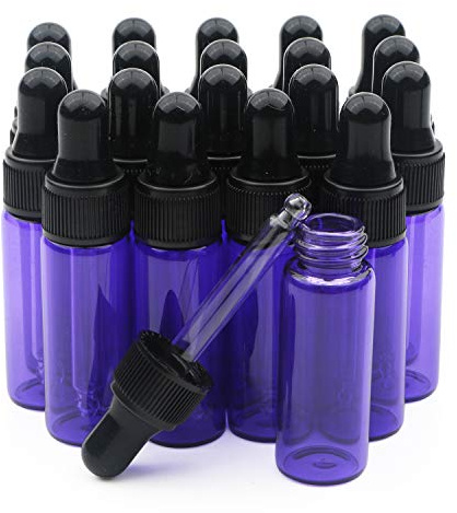 Unxuey 20Stk 5 ml Pipettenflasche, Tropfflaschen, Apothekerflasche mit Glaspipette, Tropfflasche aus lilaglas für ätherisches Öl, Parfüm, Schönheitsduft