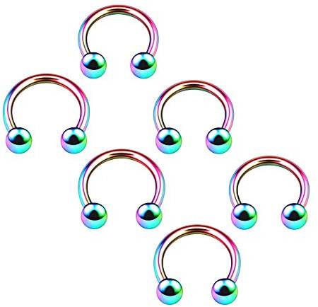 6 Stk Circular Barbell Ohrringe Piercing Schmuck, Legierter Stahl, keine Angabe