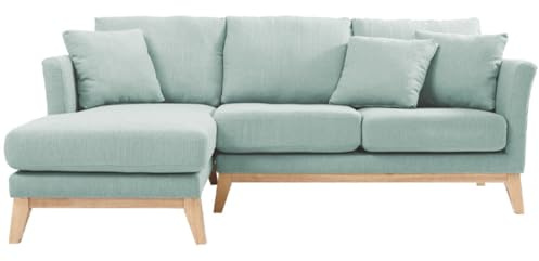 Skandinavisches Ecksofa links OSLO aus lagunengrünem, abziehbarem Stoff