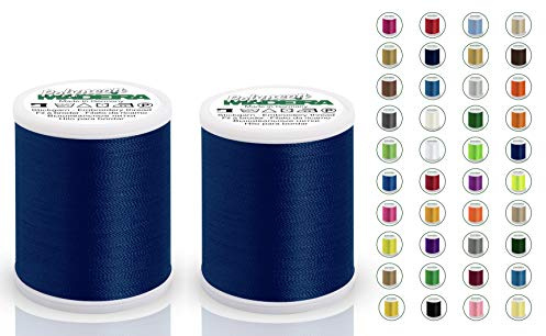 2x Madeira Polyneon 40 | SET | 1.000 m Spule | Doppelpack | Stickgarn | Maschinenstickgarn (1843 Blue (Dunkelblau))