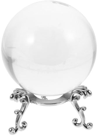 IMIKEYA Clear Crystal Ball Sphere with Metallic Stand Rose Flower Suncatchers Ball Globe Feng Shui Fortune Telling Ball Photography for Home Desktop Silver