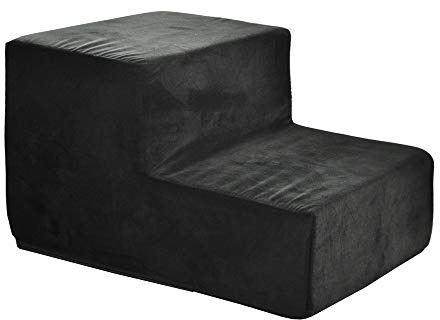 BOUTIQUE ZOO Hundetreppe 30 cm hoch | Katzentreppe Haustiertreppe | 2 Stufen | Hunde Katzen Haustier | für Bett und Auto | Trepp für kleine Hund | Samtstoff | Farbe: Velvet: Schwarz