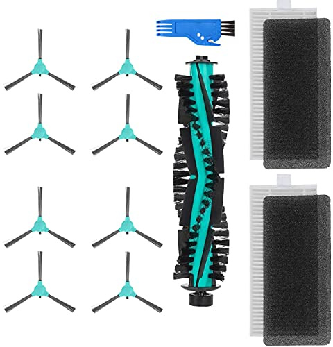 ZRF Replacement Parts,For Deenkee DK600 Robot vacuum cleaner Spare parts(8 side brushes, 2 HEPA filters and 1 central brush and 1Cleaning Brush)