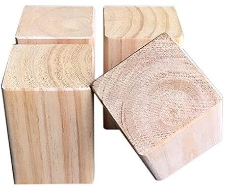 Möbelerhöhung aus Holz,Tischerhöher Möbelerhöher Betterhöhung Möbelfuß Elefantenfuß Bed Riser,Erhöhung um 10cm,für Bett Tischbeine Möbel Sofas Betten,4 Stück(Size:6×6×10cm)