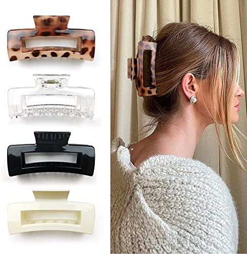 Kavya Mollettone Capelli Grande, Mollettoni Capelli Donna Plastica, Pinze per Capelli Donna Elegante, Fermaglio, Ciappo per Capelli, Antiscivolo Resistente Pinza per Capelli(C)
