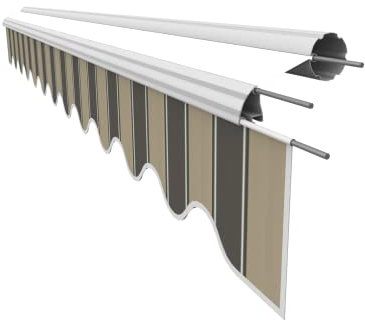 VANA Markisenstoff Volant für 6 m Markise Ersatzstoff Markisentuch Bespannung Sonnenschutz, nur Volant, fertig genäht, Maß 5,83 x 0,21 m, Design SPD060